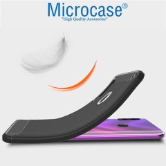 Microcase Huawei Honor 9X - Honor 9X Pro Global Brushed Carbon Fiber Silikon Kılıf - Siyah