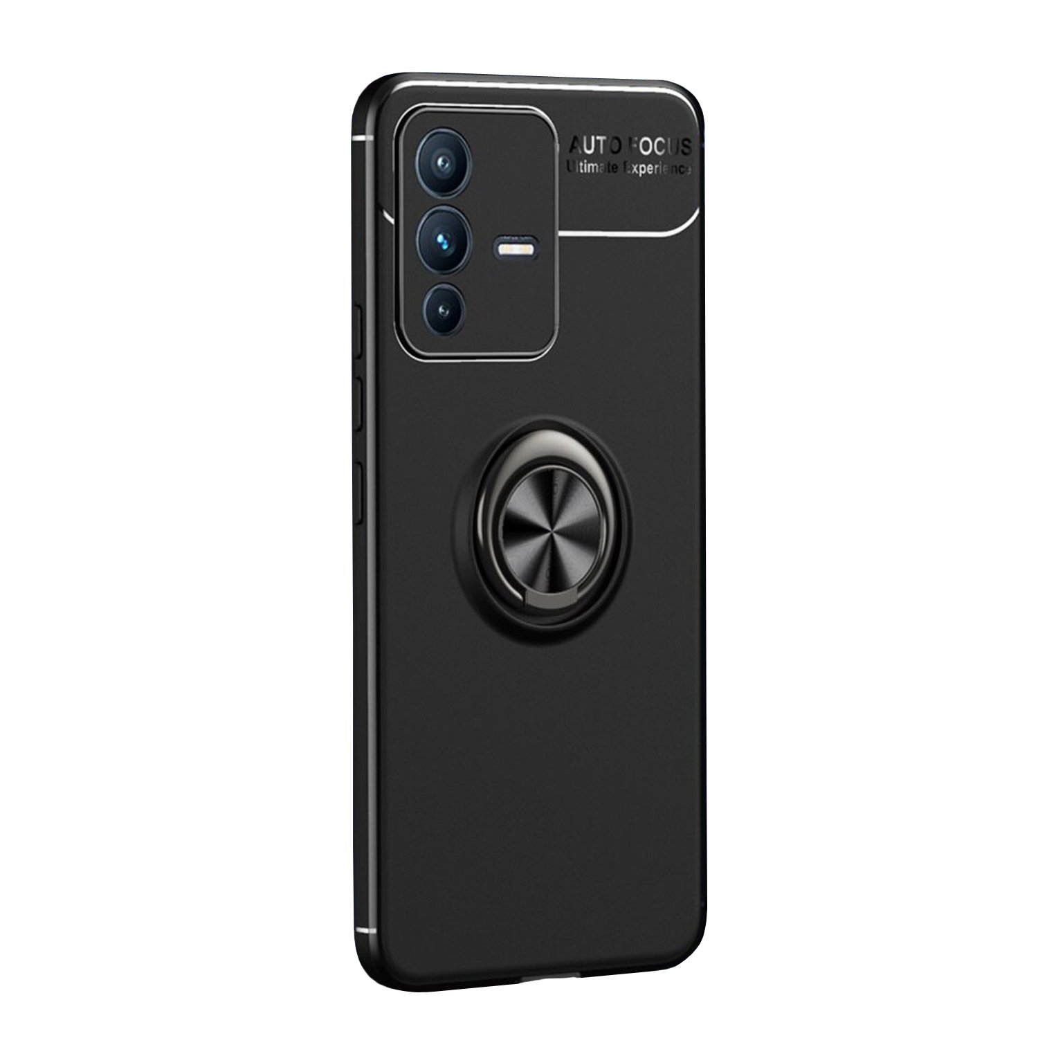 Microcase Vivo V23 5G Focus Serisi Yüzük Standlı Silikon Kılıf - Siyah
