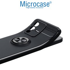 Microcase Vivo V23 5G Focus Serisi Yüzük Standlı Silikon Kılıf - Siyah