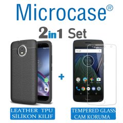 Microcase Motorola Moto G5S Leather Silikon Kılıf + Ekran Koruma
