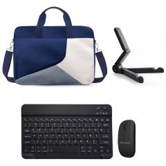 Microcase Lenovo Yoga Tab Plus 12.7 inch Tablet için Tablet Çanta + Bluetooth Klavye + Mouse + Tablet Standı Siyah- AL4234