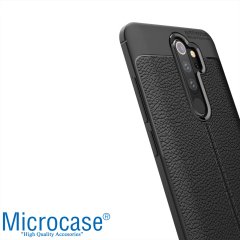 Microcase Xiaomi Redmi Note 8 Pro Leather Tpu Silikon Kılıf - Siyah + Tempered Glass Cam Koruma