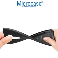 Microcase Xiaomi Redmi Note 8 Pro Leather Tpu Silikon Kılıf - Siyah + Tempered Glass Cam Koruma