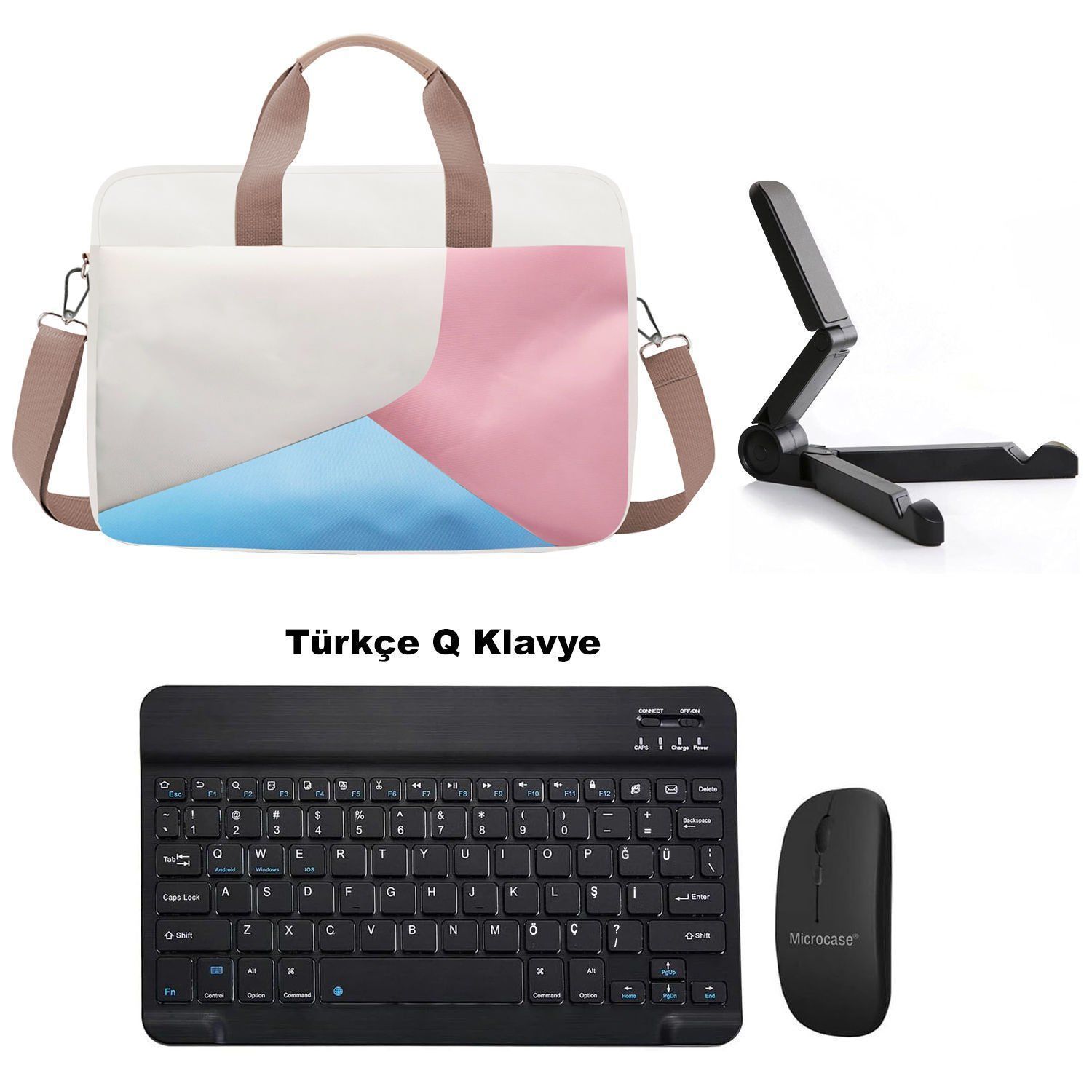 Microcase Huawei Matepad Pro 12.2 Papermatte Edition Tablet için Tablet Çanta + Bluetooth Klavye + Mouse + Tablet Standı Siyah- AL4233