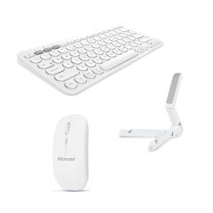Microcase Lenovo IdeaPad Pro (2025) TB375FC 12.7 inch Tablet için Bluetooth Klavye + Mouse + Tablet Standı - AL4514 Beyaz
