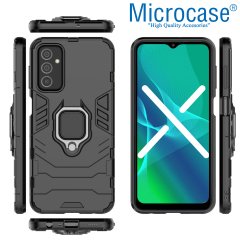 Microcase Samsung Galaxy F23 Batman Serisi Yüzük Standlı Armor Kılıf - Siyah