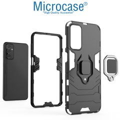 Microcase Samsung Galaxy F23 Batman Serisi Yüzük Standlı Armor Kılıf - Siyah