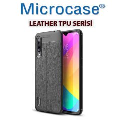 Microcase Xiaomi Mi 9 Lite Leather Tpu Silikon Kılıf - Siyah + Tempered Glass Cam Koruma