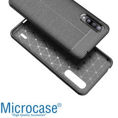 Microcase Xiaomi Mi 9 Lite Leather Tpu Silikon Kılıf - Siyah + Tempered Glass Cam Koruma