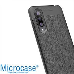 Microcase Xiaomi Mi 9 Lite Leather Tpu Silikon Kılıf - Siyah + Tempered Glass Cam Koruma
