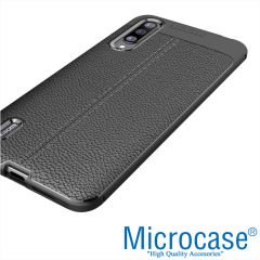 Microcase Xiaomi Mi 9 Lite Leather Tpu Silikon Kılıf - Siyah + Tempered Glass Cam Koruma