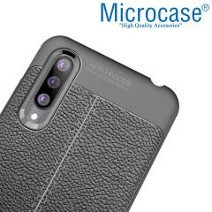 Microcase Xiaomi Mi 9 Lite Leather Tpu Silikon Kılıf - Siyah + Tempered Glass Cam Koruma