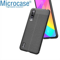 Microcase Xiaomi Mi 9 Lite Leather Tpu Silikon Kılıf - Siyah + Tempered Glass Cam Koruma