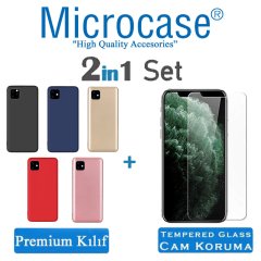 Microcase iPhone 11 Pro Premium Matte Silikon Kılıf + Tempered Glass Cam Koruma