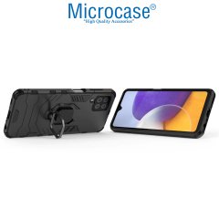 Microcase Samsung Galaxy M32 Batman Serisi Yüzük Standlı Armor Kılıf - Siyah