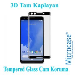 Google Pixel 3 3D Curved Tam Kaplayan Tempered Glass Cam - Siyah