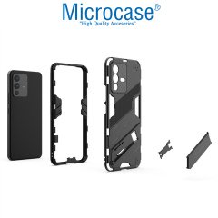 Microcase Vivo V23 5G Matrix Serisi Armor Standlı Perfect Koruma Kılıf - Siyah