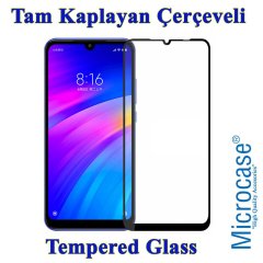Xiaomi Redmi 7 Tam Kaplayan Çerçeveli Tempered Cam - Siyah