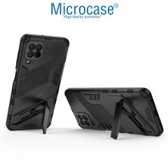 Microcase Samsung Galaxy M32 Matrix Serisi Armor Standlı Perfect Koruma Kılıf - Siyah
