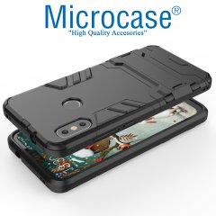 Microcase Xiaomi Mi A2 Lite Alfa Armor Standlı Kılıf + Cam Koruma