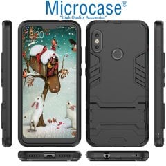 Microcase Xiaomi Mi A2 Lite Alfa Armor Standlı Kılıf + Cam Koruma