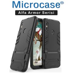 Microcase Xiaomi Mi A2 Lite Alfa Armor Standlı Kılıf + Cam Koruma