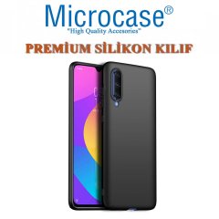 Microcase Xiaomi Mi 9 Lite Premium Matte Silikon Kılıf - Siyah + Tam Kaplayan Çerçeveli Cam