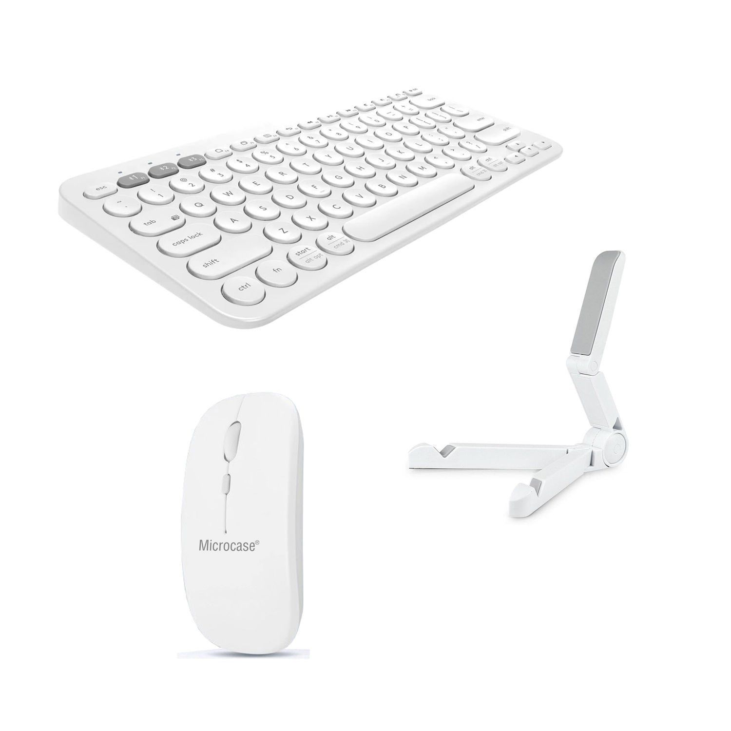 Microcase Samsung Galaxy Tab S10+ S10 Plus Tablet için Bluetooth Klavye + Mouse + Tablet Standı - AL4514 Beyaz