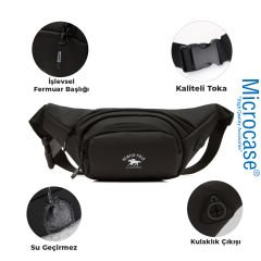 Microcase Unisex Kulaklık Çıkışlı  Su Geçirmez 3 Gözlü Çapraz Askılı  Göğüs Omuz ve Bel Çantası-AL4437