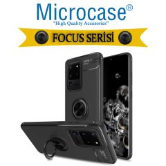 Microcase Samsung Galaxy S20 Ultra Focus Serisi Yüzük Standlı Silikon Kılıf - Siyah