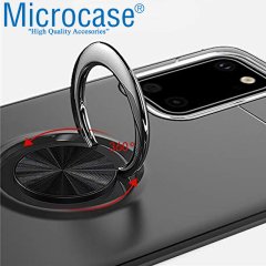 Microcase Samsung Galaxy Note 10 Lite - A81 - M60S Ultra Focus Serisi Yüzük Standlı Silikon Kılıf - Siyah