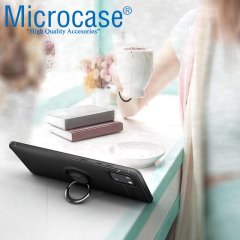 Microcase Samsung Galaxy Note 10 Lite - A81 - M60S Ultra Focus Serisi Yüzük Standlı Silikon Kılıf - Siyah