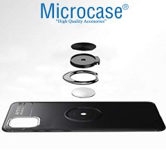 Microcase Samsung Galaxy Note 10 Lite - A81 - M60S Ultra Focus Serisi Yüzük Standlı Silikon Kılıf - Siyah