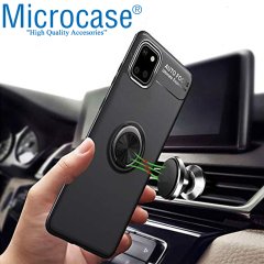 Microcase Samsung Galaxy Note 10 Lite - A81 - M60S Ultra Focus Serisi Yüzük Standlı Silikon Kılıf - Siyah