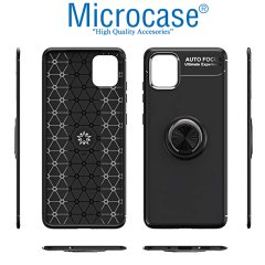 Microcase Samsung Galaxy Note 10 Lite - A81 - M60S Ultra Focus Serisi Yüzük Standlı Silikon Kılıf - Siyah