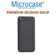 Microcase Xiaomi Redmi Go Premium Matte Silikon Kılıf - Siyah + Tam Kaplayan Çerçeveli Cam