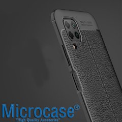 Microcase Huawei P40 Lite Leather Tpu Silikon Kılıf - Siyah + Tempered Glass Cam Koruma