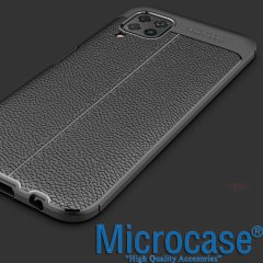 Microcase Huawei P40 Lite Leather Tpu Silikon Kılıf - Siyah + Tempered Glass Cam Koruma