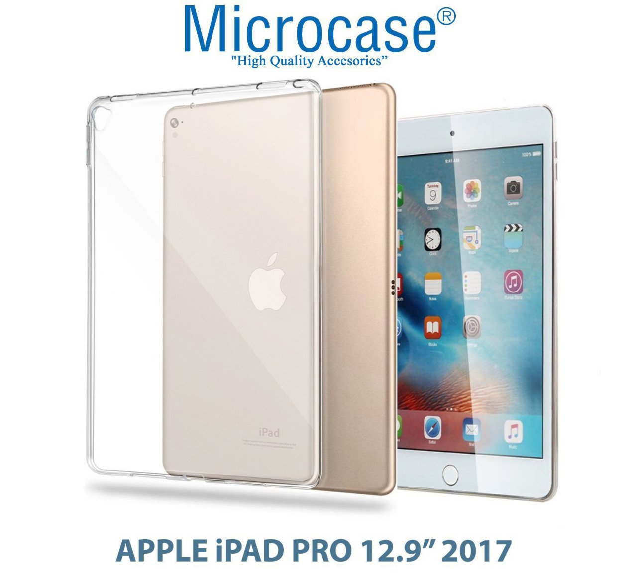 Microcase iPad Pro 12.9 2017 Silikon Soft Kılıf - Şeffaf