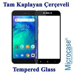 Microcase Xiaomi Redmi Go Premium Matte Silikon Kılıf - Siyah + Tam Kaplayan Çerçeveli Cam