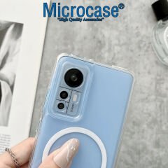 Microcase Xiaomi 12 Pro / 12S Pro için Magsafe Manyetik Darbeye Dayanıklı Yarı Esnek Plastik TPU Şeffaf Kılıf - AL8115