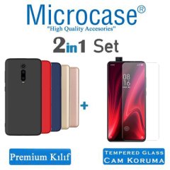 Microcase Xiaomi Mi 9T Mi 9T Pro Premium Matte Silikon Kılıf + Tempered Glass Cam Koruma (SEÇ)