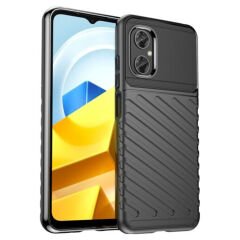 Microcase Xiaomi Poco M5 Thunder Serisi Darbeye Dayanıklı Silikon Kılıf - Siyah AL3421