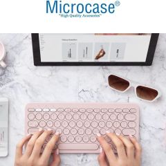 Microcase Apple iPad Mini 2024 8.3 inch Tablet için Bluetooth Klavye + Mouse + Tablet Standı - AL45150 Pembe