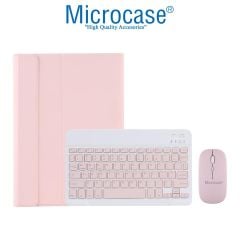 Microcase Samsung Galaxy Tab S9 FE SM-X510 ile uyumlu Bluetooth Klavye ve Mouse + Standlı Kılıf - BKK6 Pembe