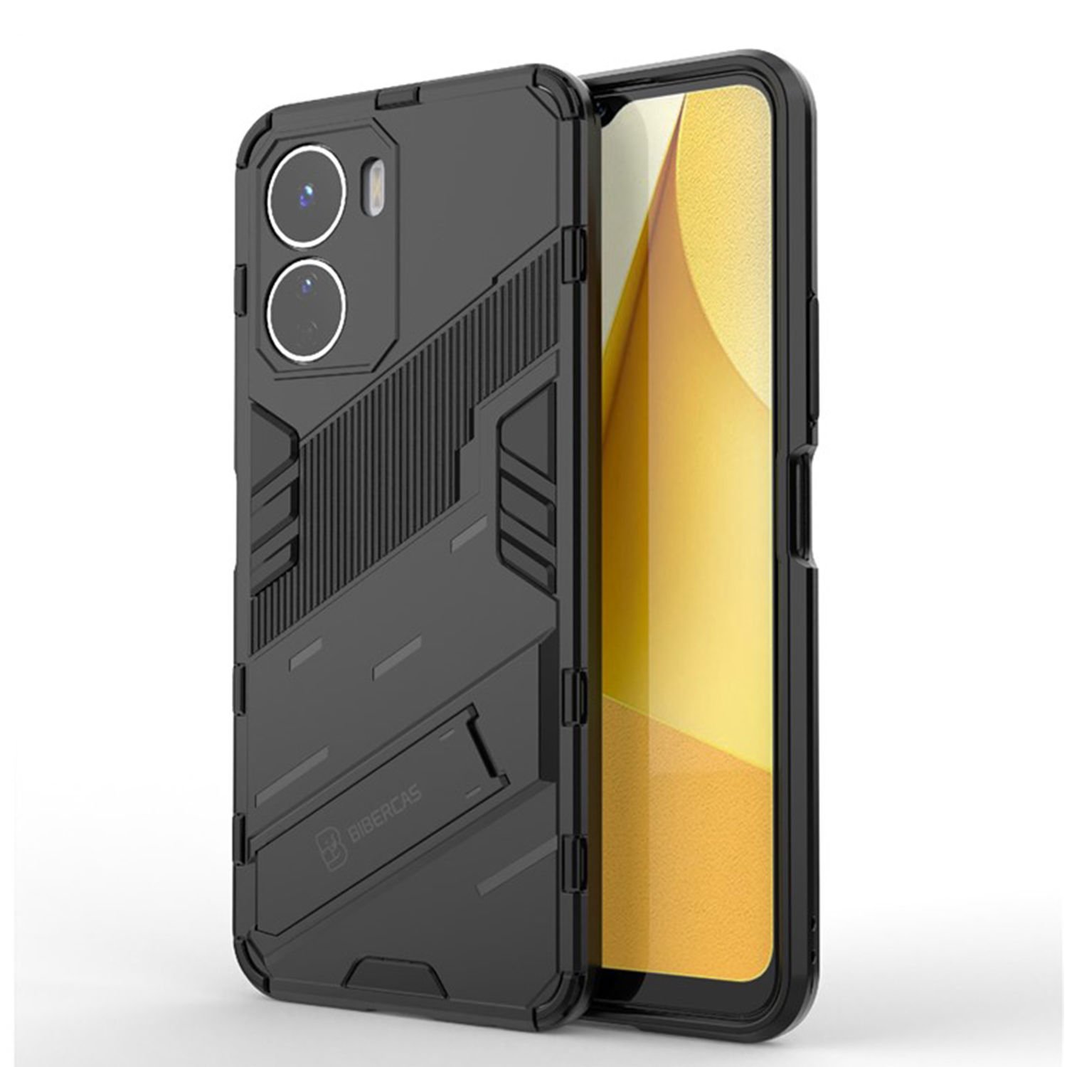Microcase Vivo Y16 4G 2022 Matrix Serisi Armor Standlı Perfect Koruma Kılıf - Siyah AL3416