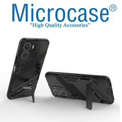 Microcase Vivo Y16 4G 2022 Matrix Serisi Armor Standlı Perfect Koruma Kılıf - Siyah AL3416
