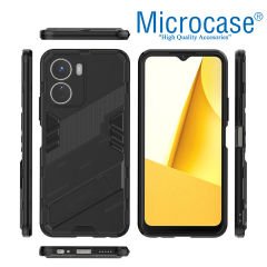 Microcase Vivo Y16 4G 2022 Matrix Serisi Armor Standlı Perfect Koruma Kılıf - Siyah AL3416