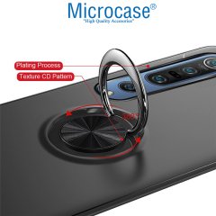 Microcase Xiaomi Mi 10 Focus Serisi Yüzük Standlı Silikon Kılıf - Siyah