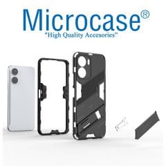 Microcase Vivo Y16 4G 2022 Matrix Serisi Armor Standlı Perfect Koruma Kılıf - Siyah AL3416